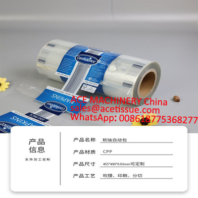 Facial Tissue Paper CPP Packaging Film , Printed Plastic Film Roll With Printd Up To 8 Colors Printing