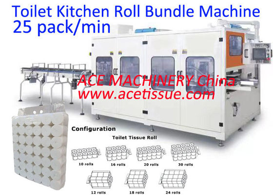 Tissue-Papier-Verpackungsmaschine vollautomatisch Verpacken Multi Toiletten Roll Küchentücher in eine vorgefertigte PE-Tasche